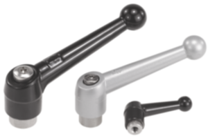 Clamping levers, die-cast zinc with internal thread, threaded insert stainless steel - inch