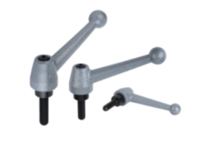 Clamping levers, steel with external thread, threaded pin black oxidised steel - inch