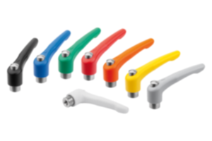 Clamping levers, die-cast zinc with internal thread and protective cap, threaded insert stainless steel - inch