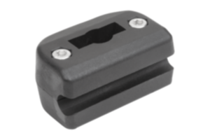 Single clamps, plastic, for flat bars for round lateral guides Single clamps, plastic, for flat bars for round lateral guides